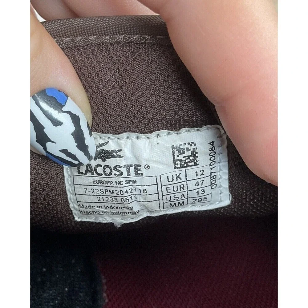 Lacoste Europa NS SPM 21233-0511‎ Brown Lace Up Sneaker Men 13 Indonesia Leather